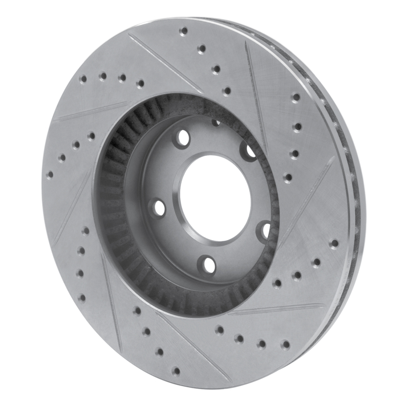 Mazda Millenia Brake Rotor (1) - Front Left - R1 Concepts - Drilled & Slotted - Silver - `01-`02